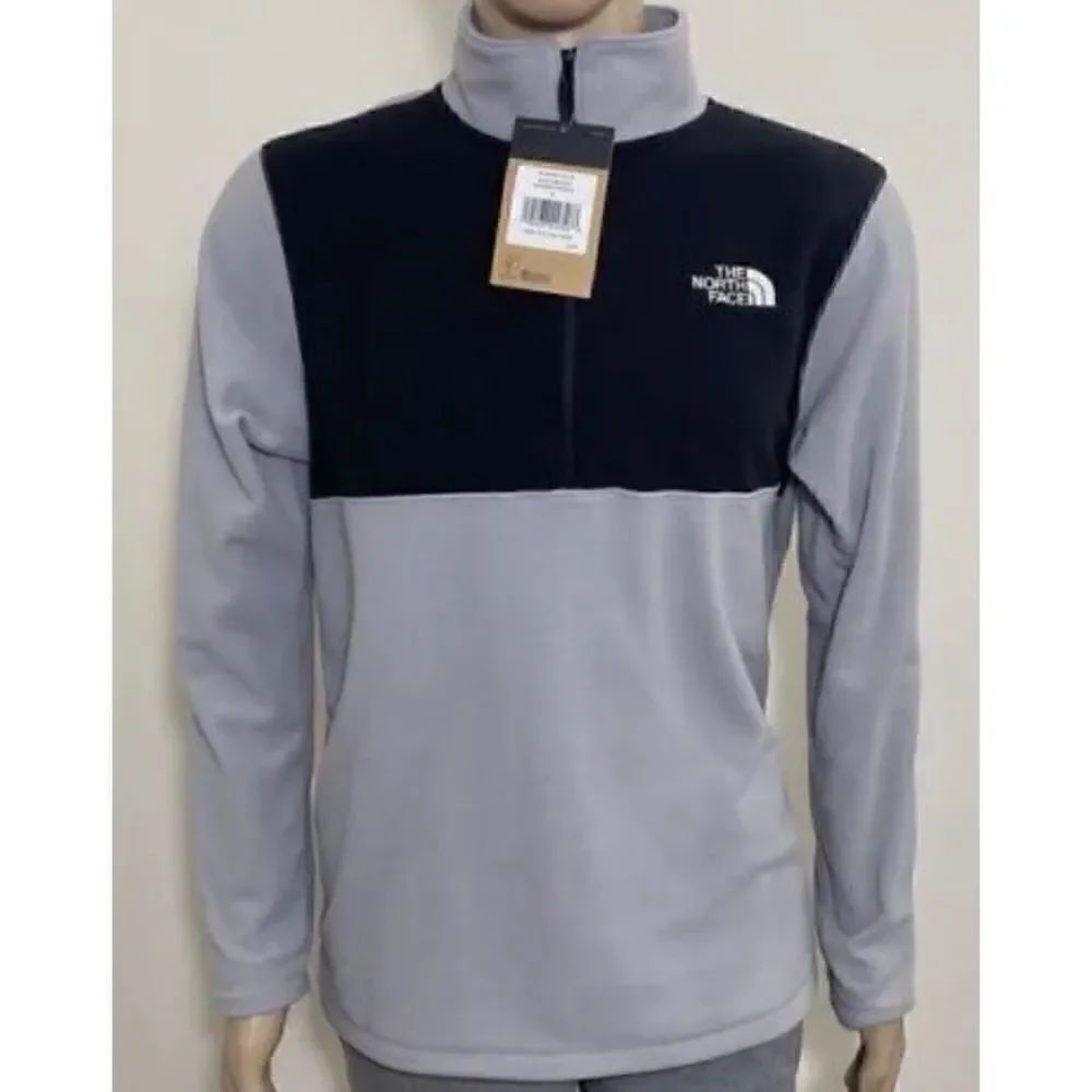 The North Face Men's Glacier 1/4 Zip Fleece Light Grey TNF Black Size S